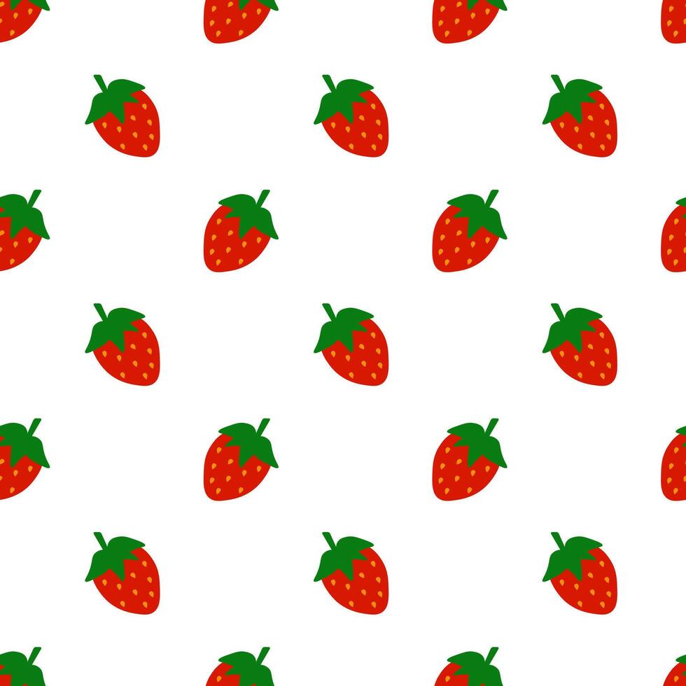 Simple Strawberry seamless pattern. Berry food summer background. flat illustration. vector