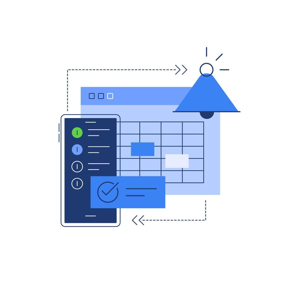 Calendar, Time management concept, Planning, Efficient use of worktime for implementation of the business plan vector