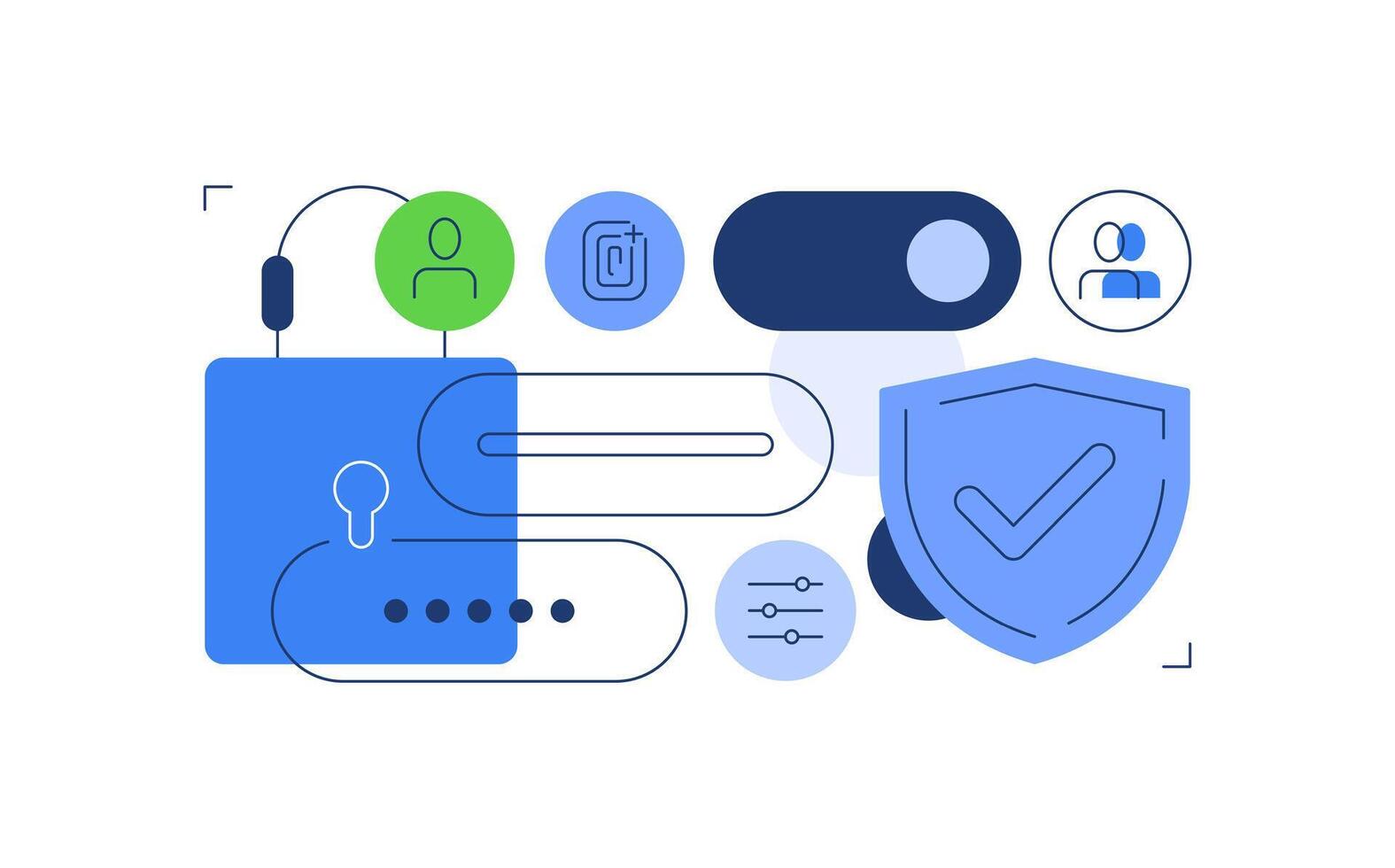 Cloud Security and Data Protection. Online safety, confidentiality of information. Cloud storage vector