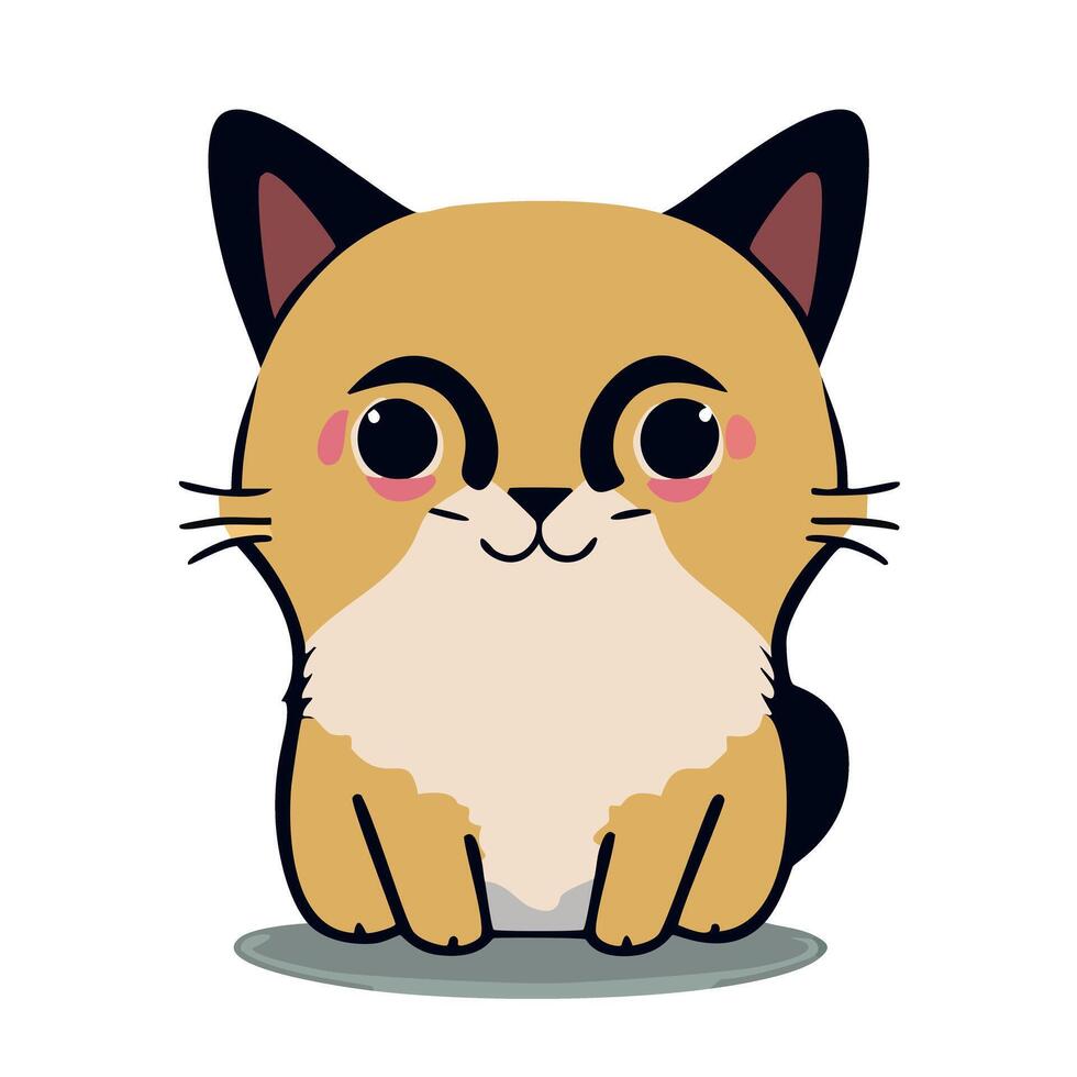 little cute cat sitting on white background - solid color - full body vector
