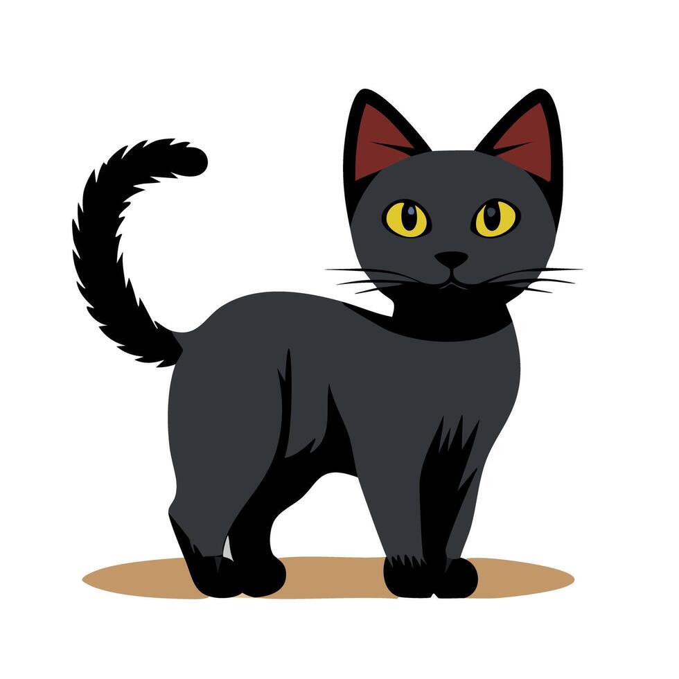 little cute cat standing on white background - solid color - full body vector
