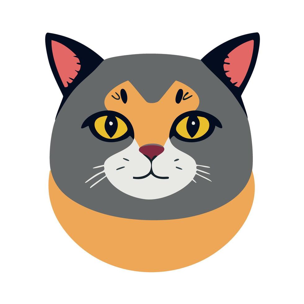 little cute cat on white background - solid color vector