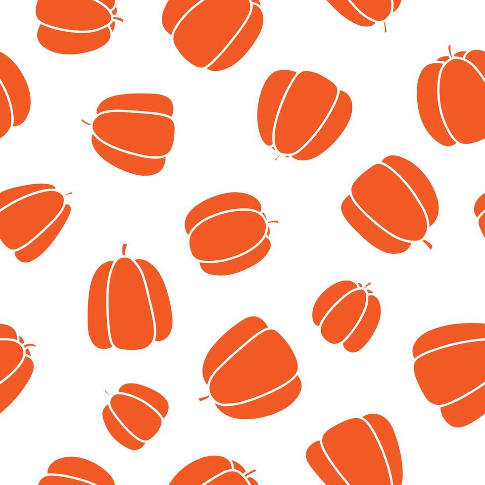 Seamless Autumn Pumpkin Pattern Orange Pumpkins on White Background vector