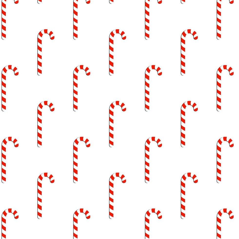 Seamless Pattern of Festive Red and White Candy Canes on White Background for Christmas vector