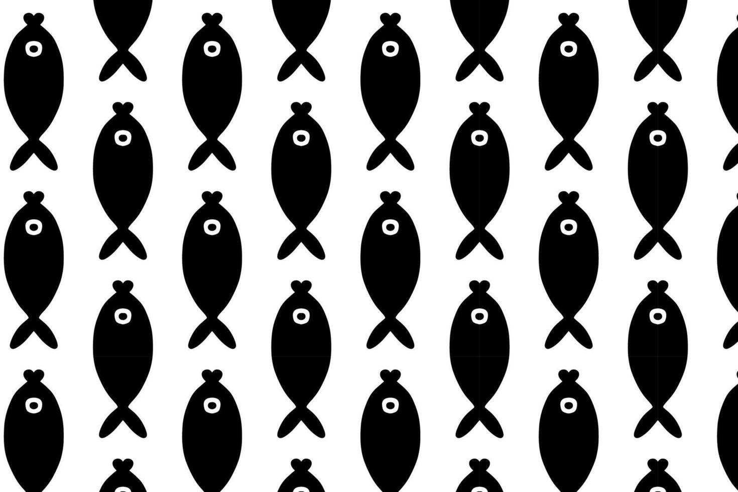 Seamless Pattern of Black Fish Silhouettes vector
