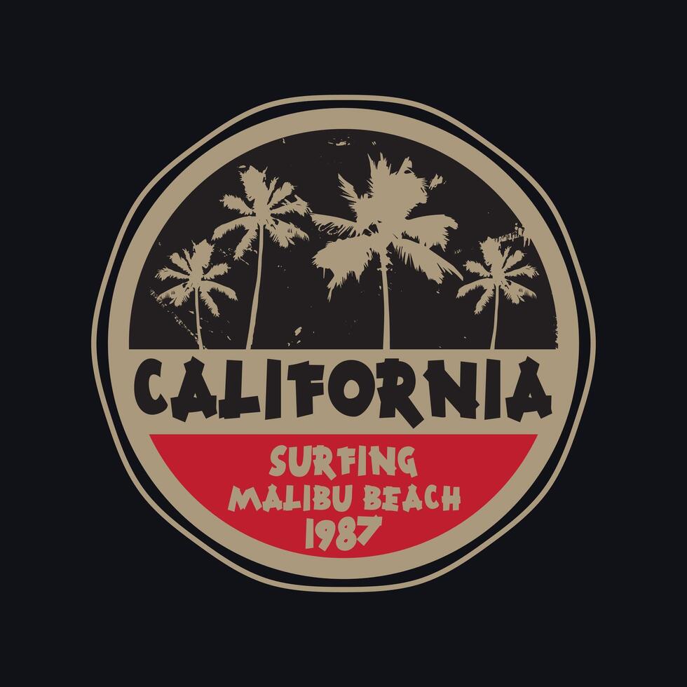California Malibu Beach illustration and typography, perfect for t-shirts, hoodies, prints etc vector