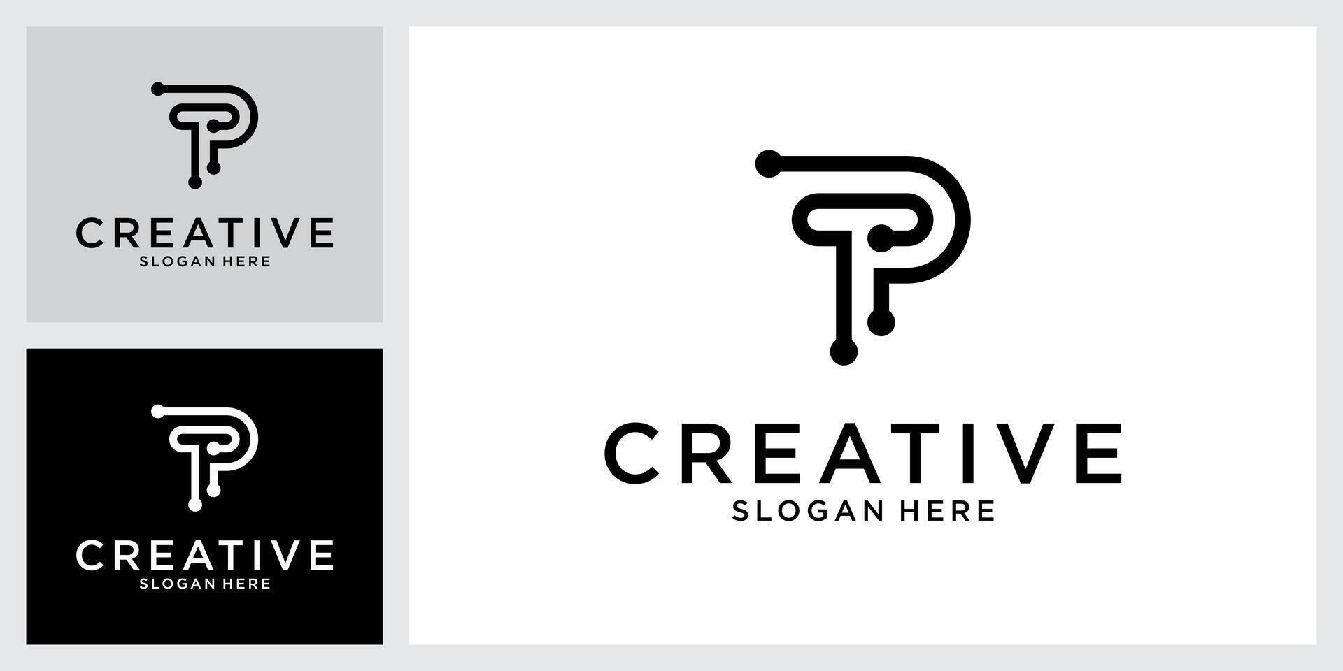 TP or PT initial letter logo design vector