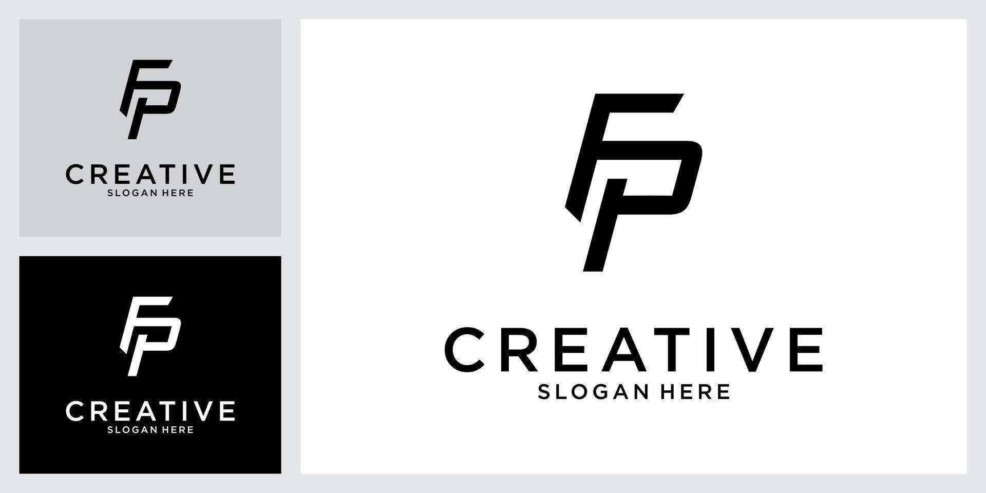 FP or PF initial letter logo design vector