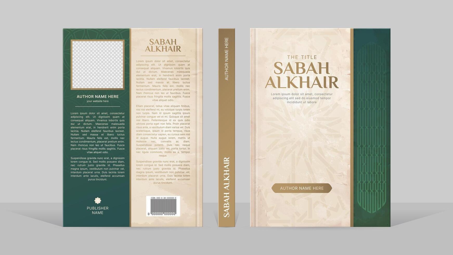 Islamic Arabic Style Book Cover Template Design with Arabesque Moroccan Pattern vector