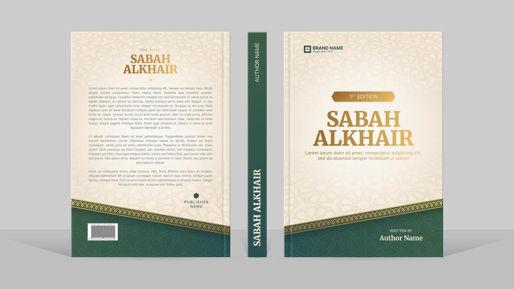 Islamic Arabic Style Book Cover Template Design with Arabesque Moroccan Pattern vector