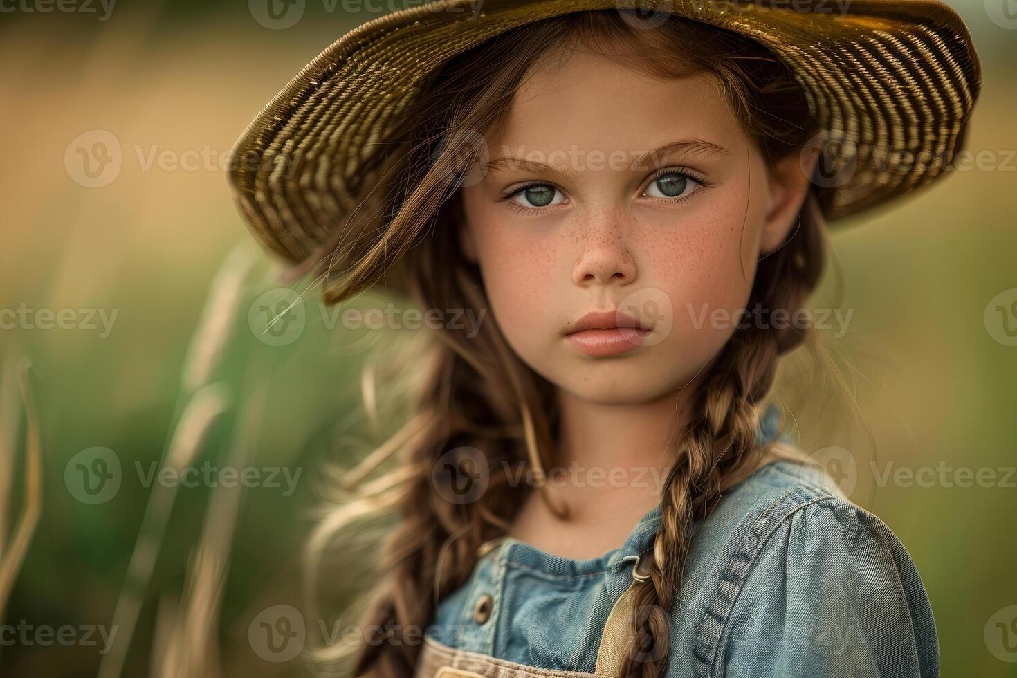 Serene girl with braids in nature photo
