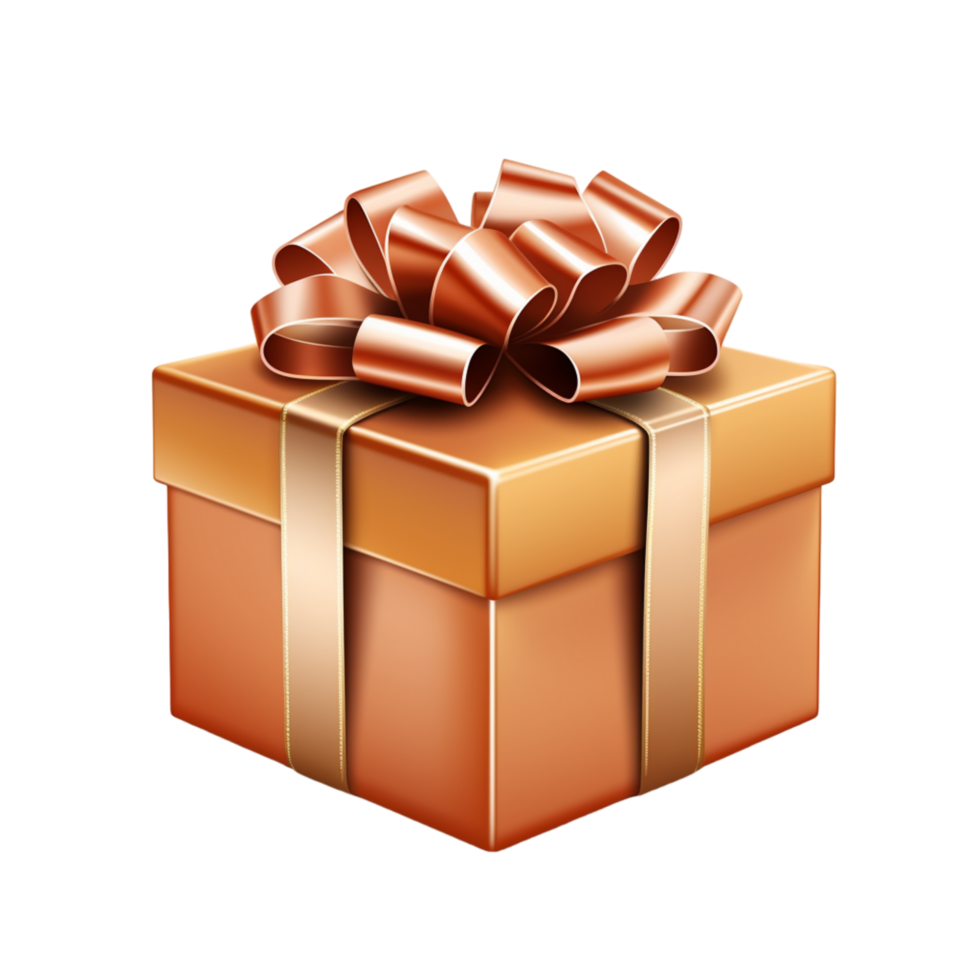 Generated Ai There is a gift box with a gold ribbon and bow png