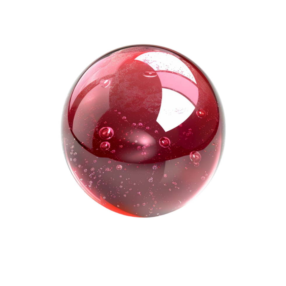 Generated Ai Portrait of a shiny red ball sits png