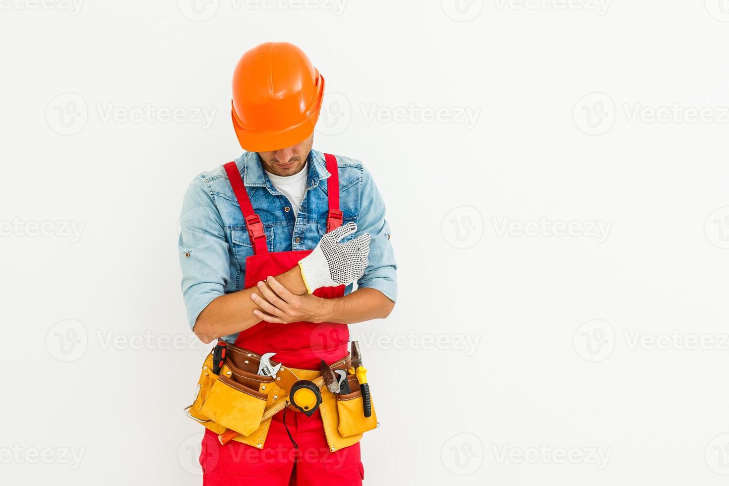 construction workers on a white background photo