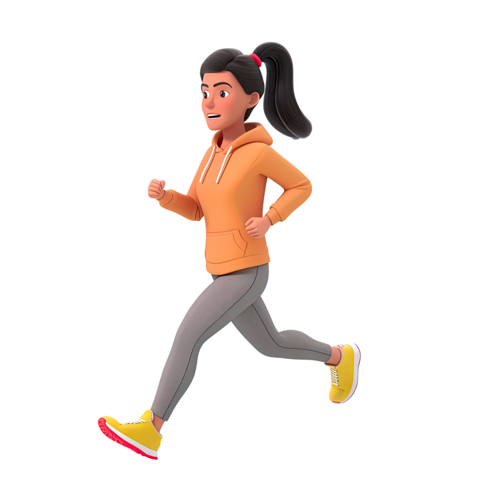 Female athlete in action. Young fitness sportive girl in sports uniform running. png