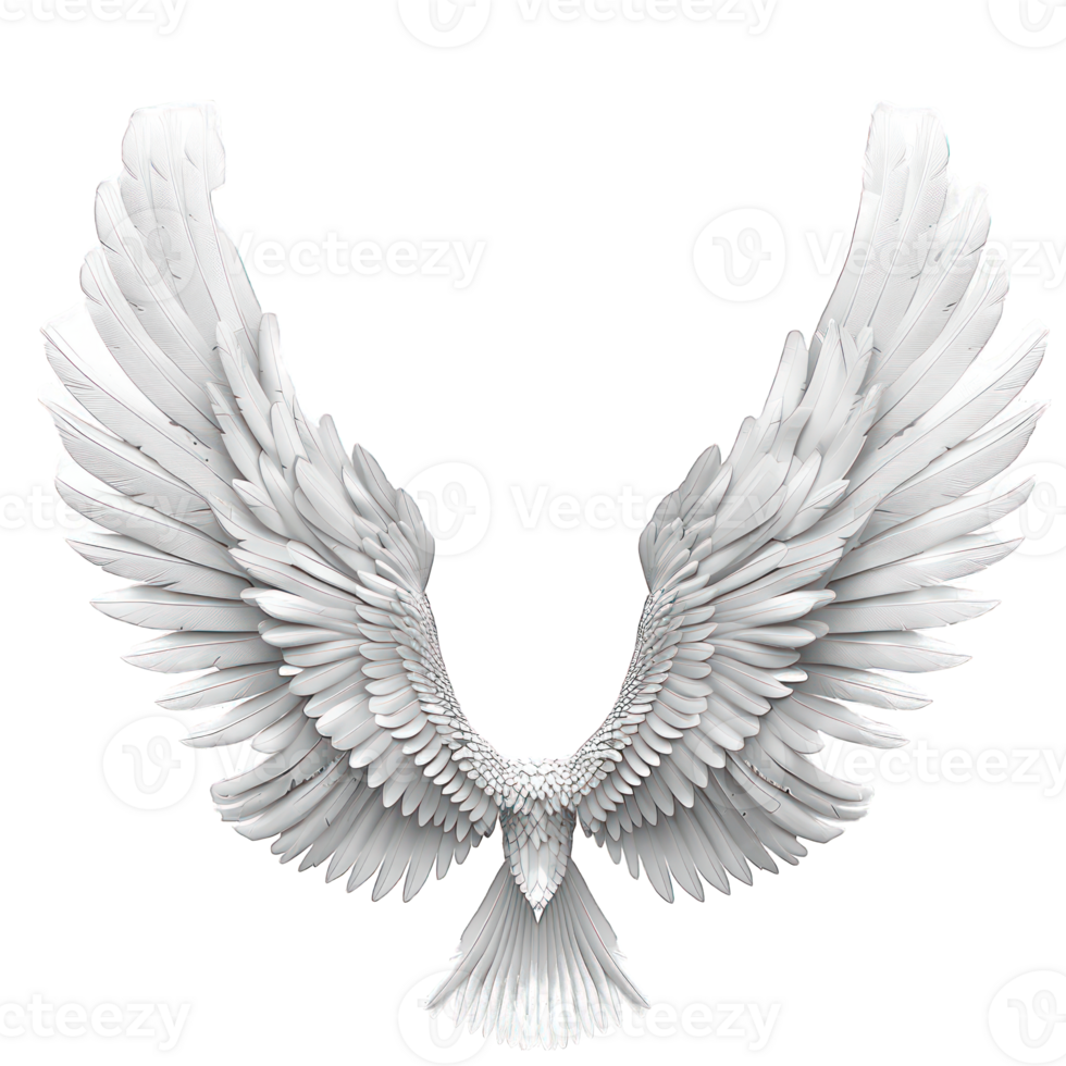 realistic angel wings. White wing, isolated on a transparent background. , cutout, or clipping path. png