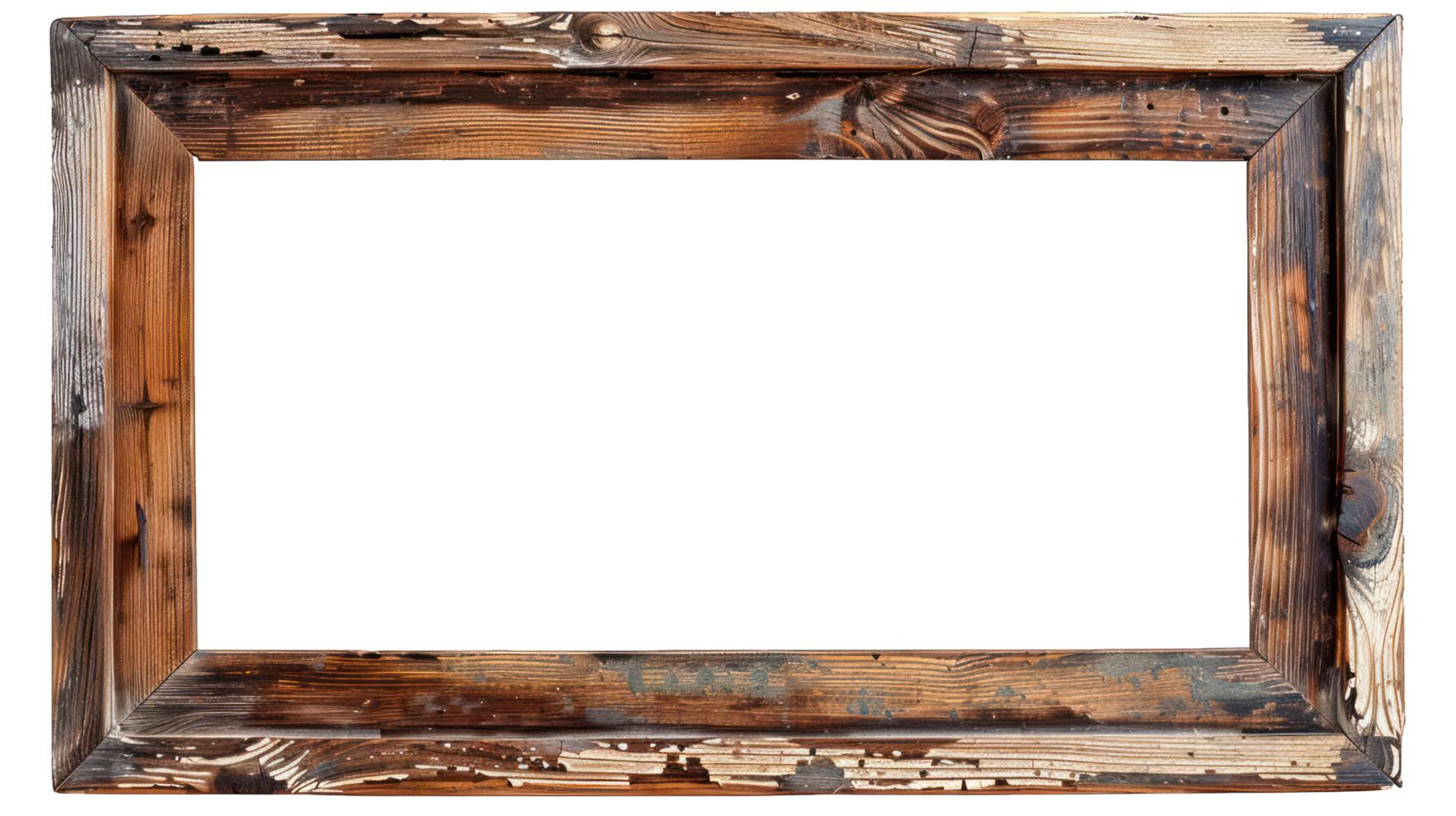 Wood vintage classic frame design isolated on transparent background png
