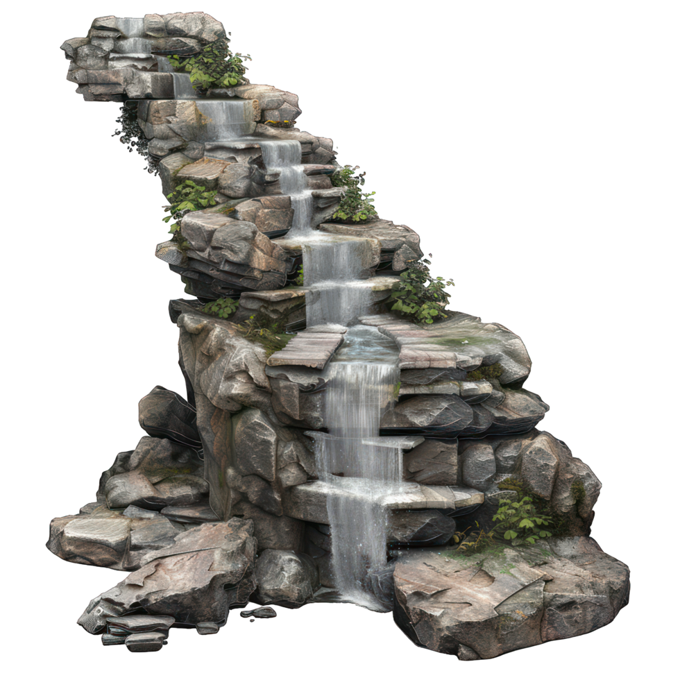 big waterfall with rock, cascade, isolated on a transparent background. , cutout, or clipping path. png
