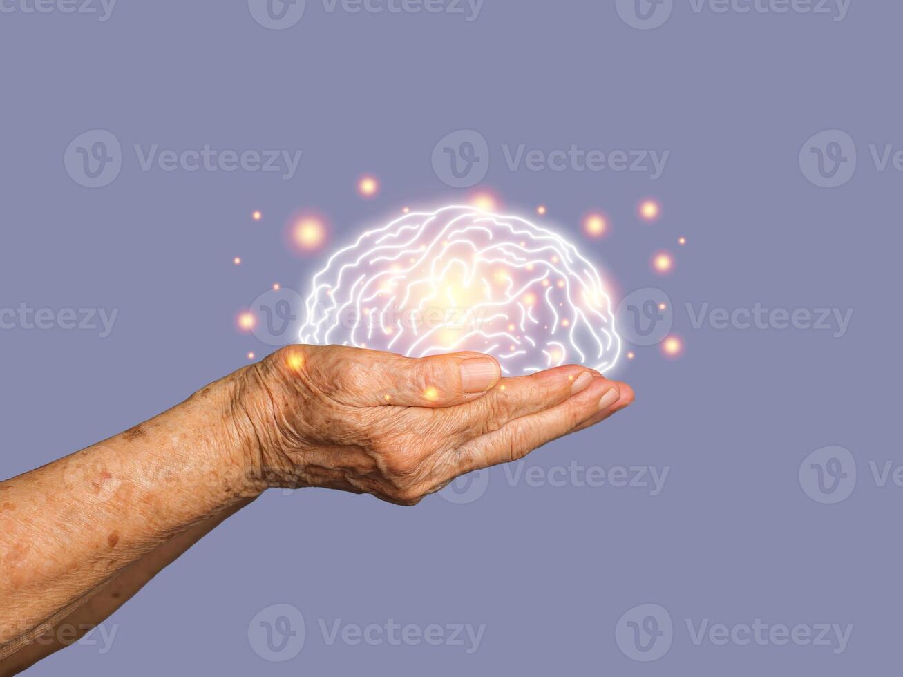 Dementia in senior people. Memory loss. Awareness of Alzheimer's, Parkinson's disease, stroke, seizure, or mental health. Neurology and Psychology care. Science and medicine concept photo