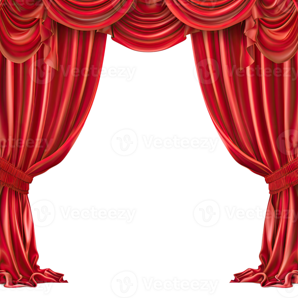 Transparent Dramatic Unveiling. Theater or Cinema Opening the Curtain. Transparent background png