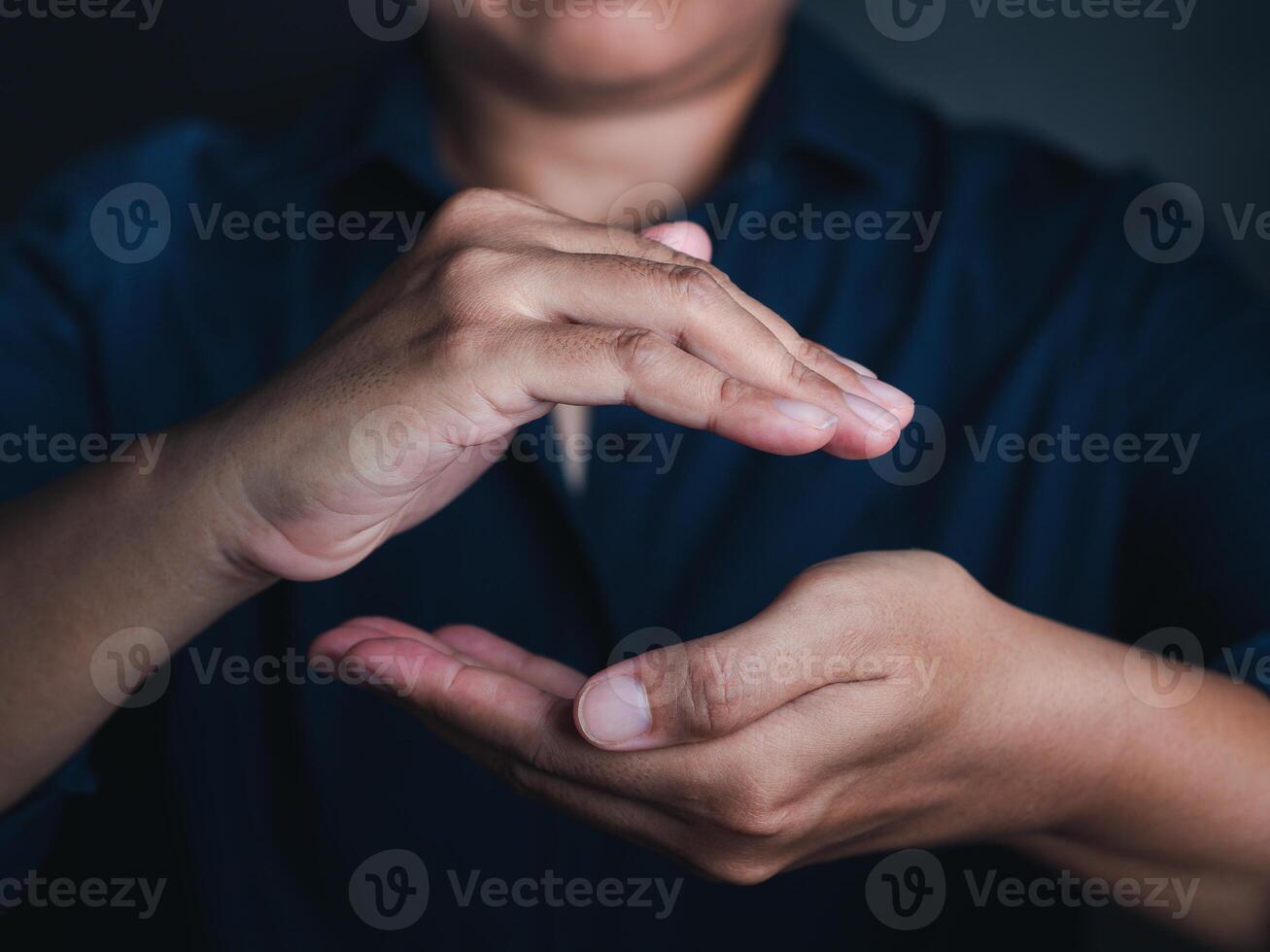 Two hands isolated created a copy space. photo