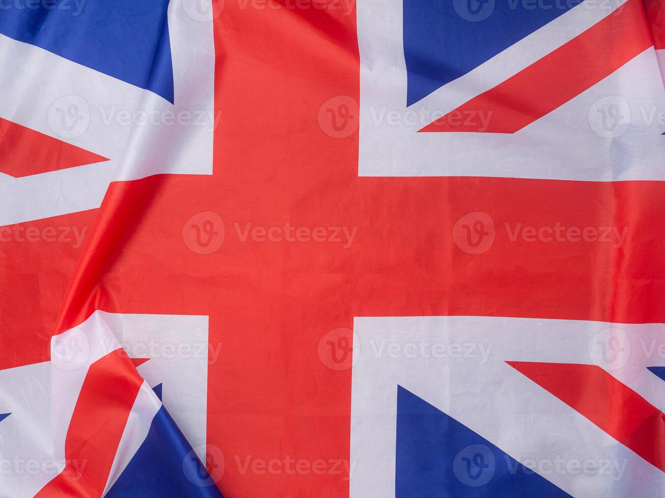 Full frame of fabric texture flag of United Kingdom. Top view. Flat lay photo