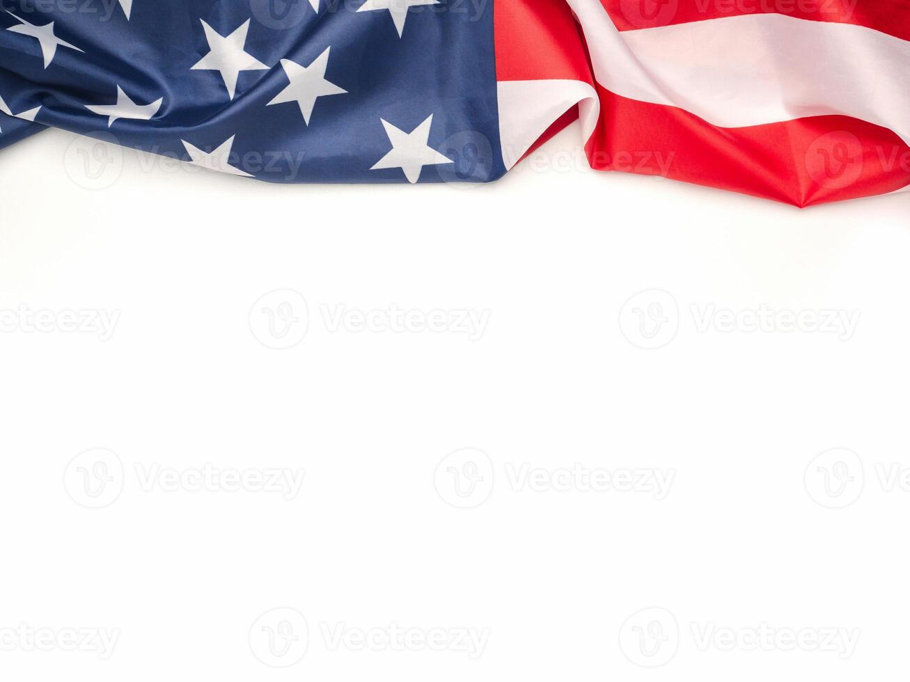 Part of the American flag isolated on a white background. Top view. Flat lay. Space for text photo