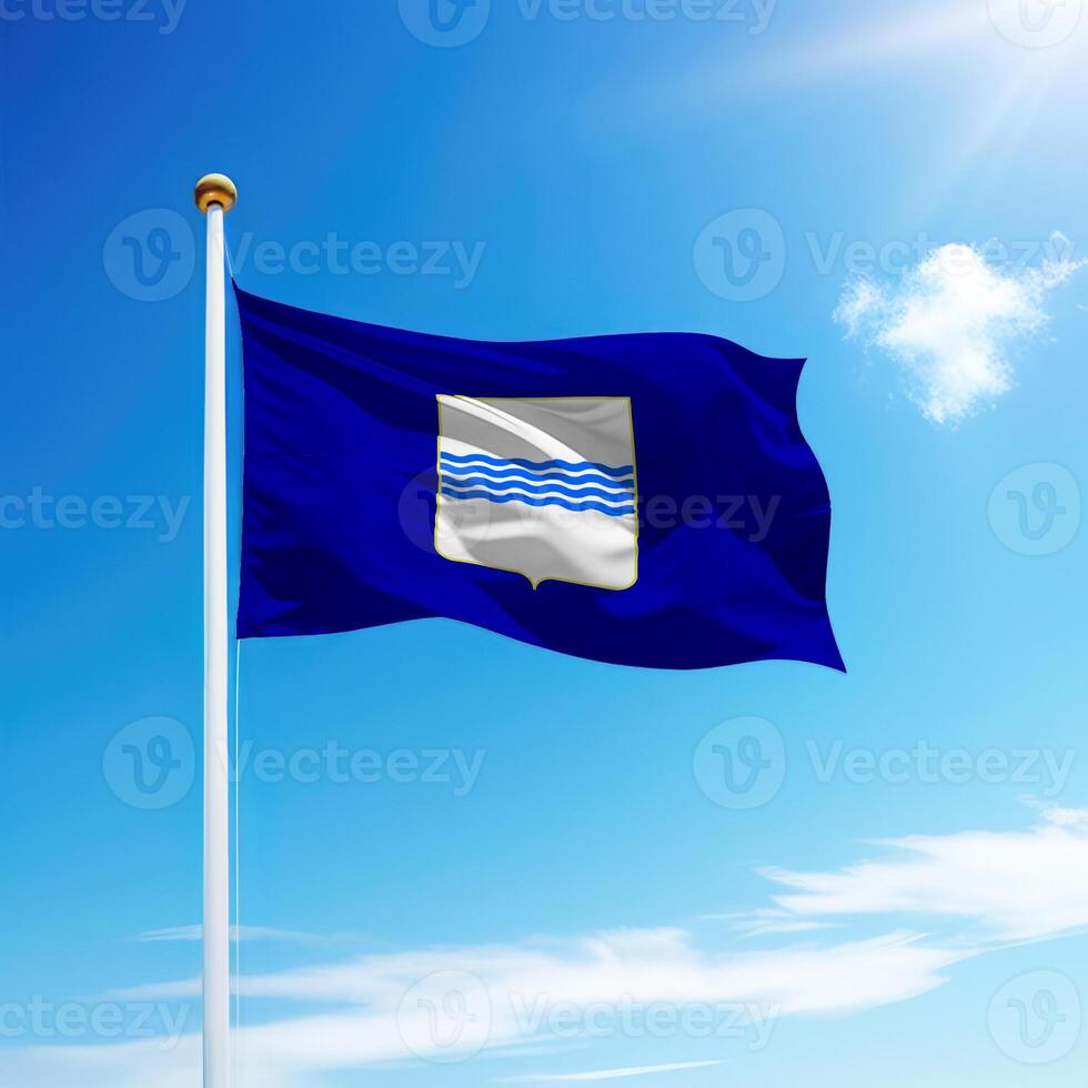 Waving flag of Basilicata is a region of Italy on flagpole photo