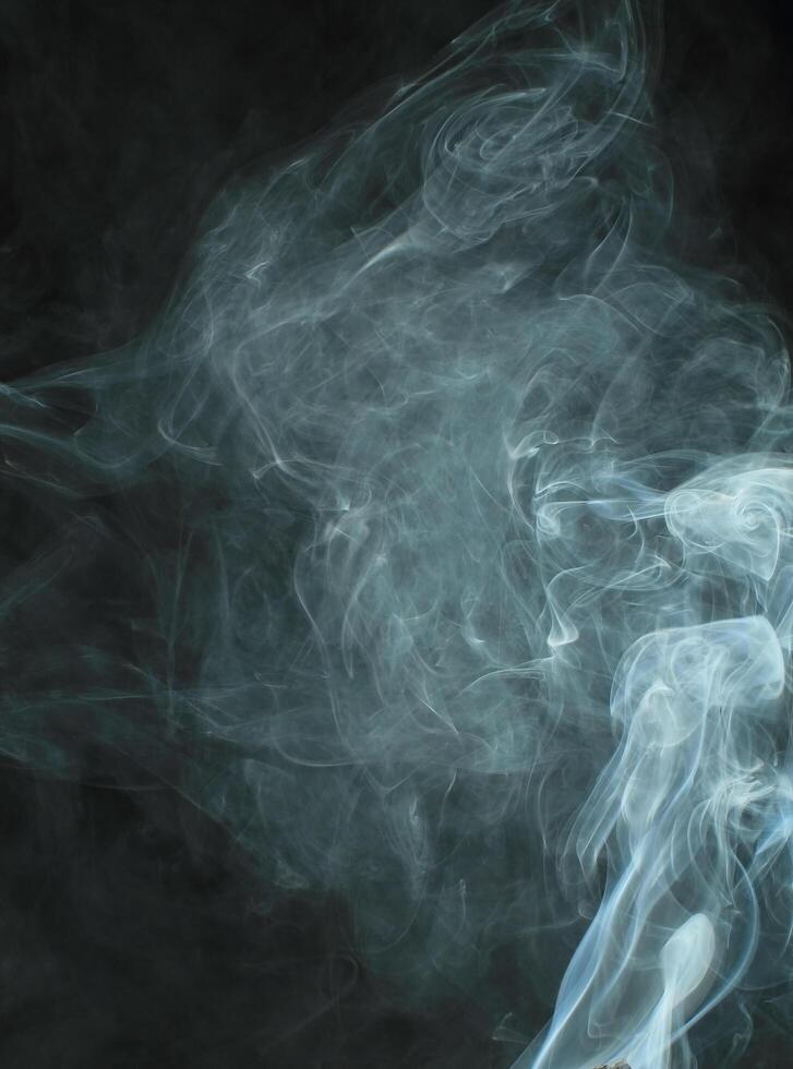 Abstract white smoke texture moves on black background Plume of smoke wave design wallpaper. Design element. Abstract texture photo