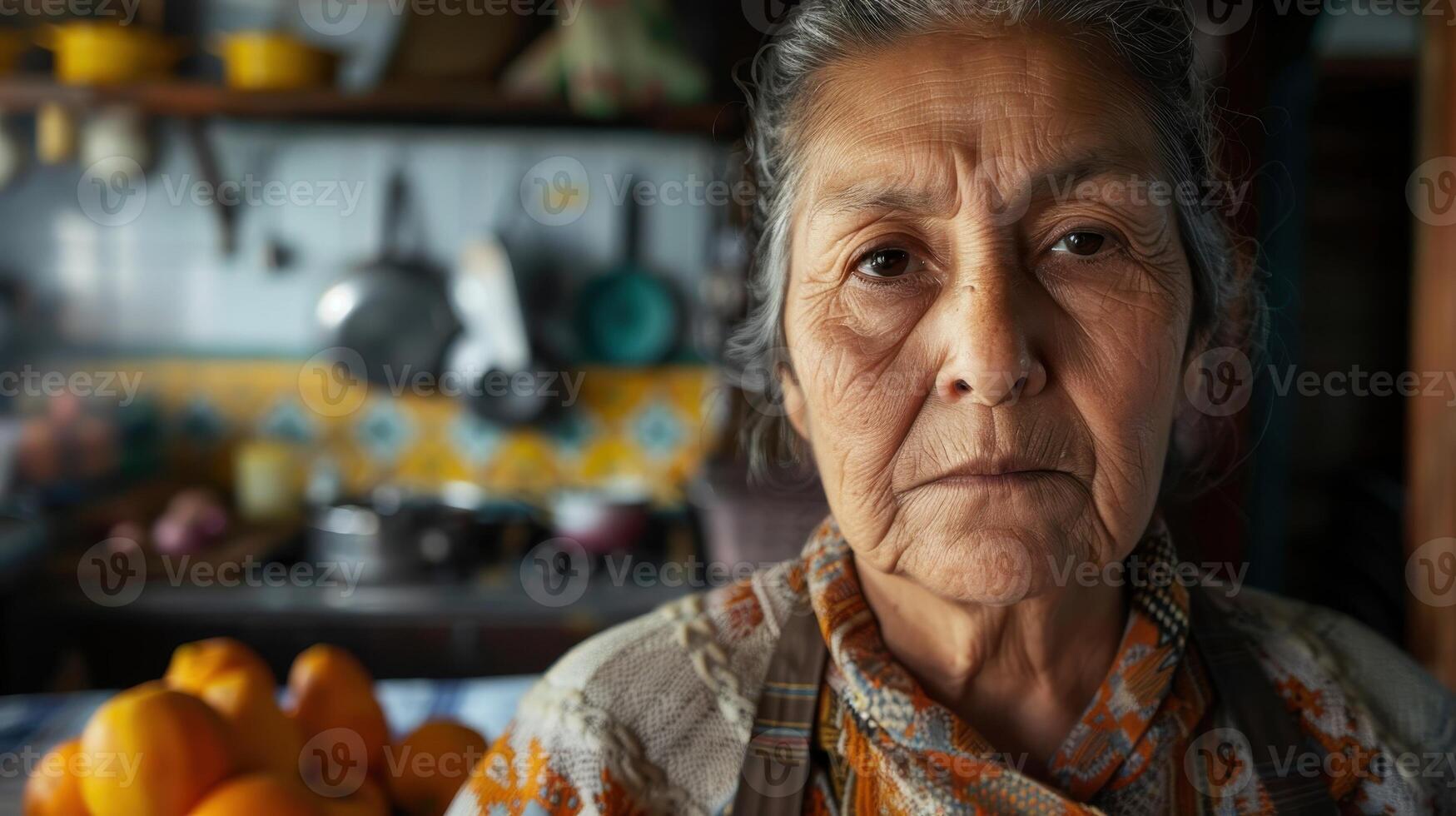 A close-up portrait of a middle-aged Uruguayan female cook photo