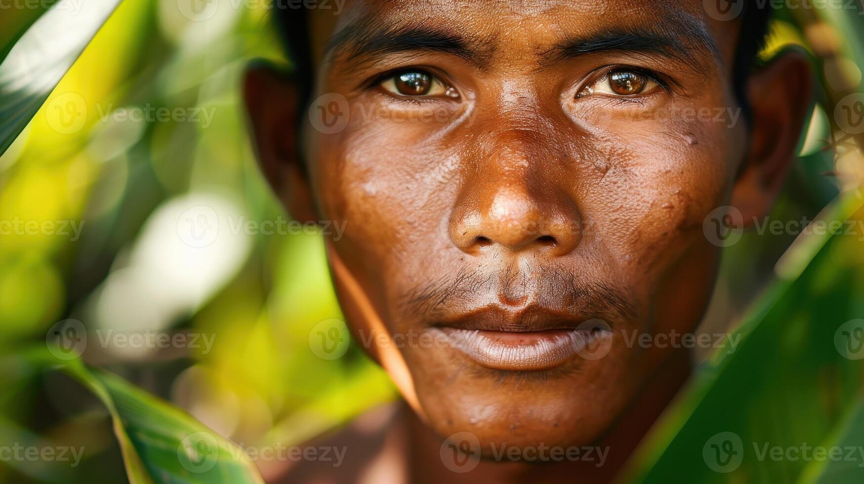 A close-up portrait of a young Balinese male farmer photo
