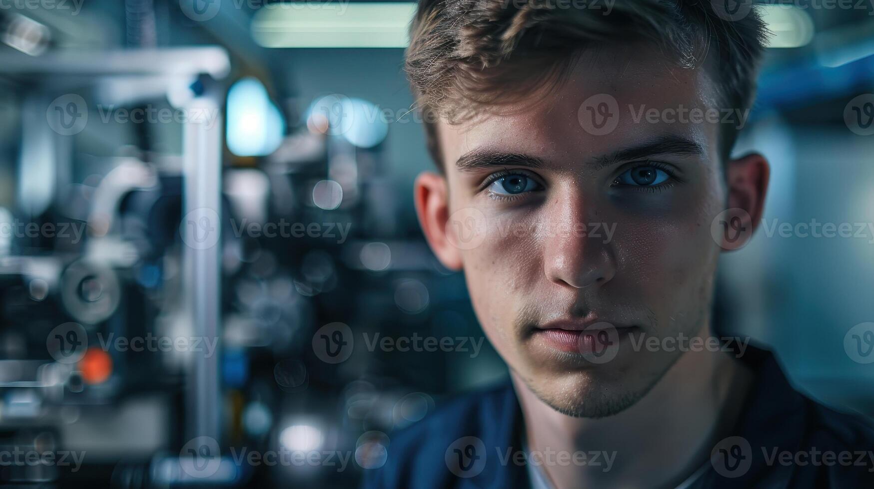 A close-up portrait of a young British male engineer photo