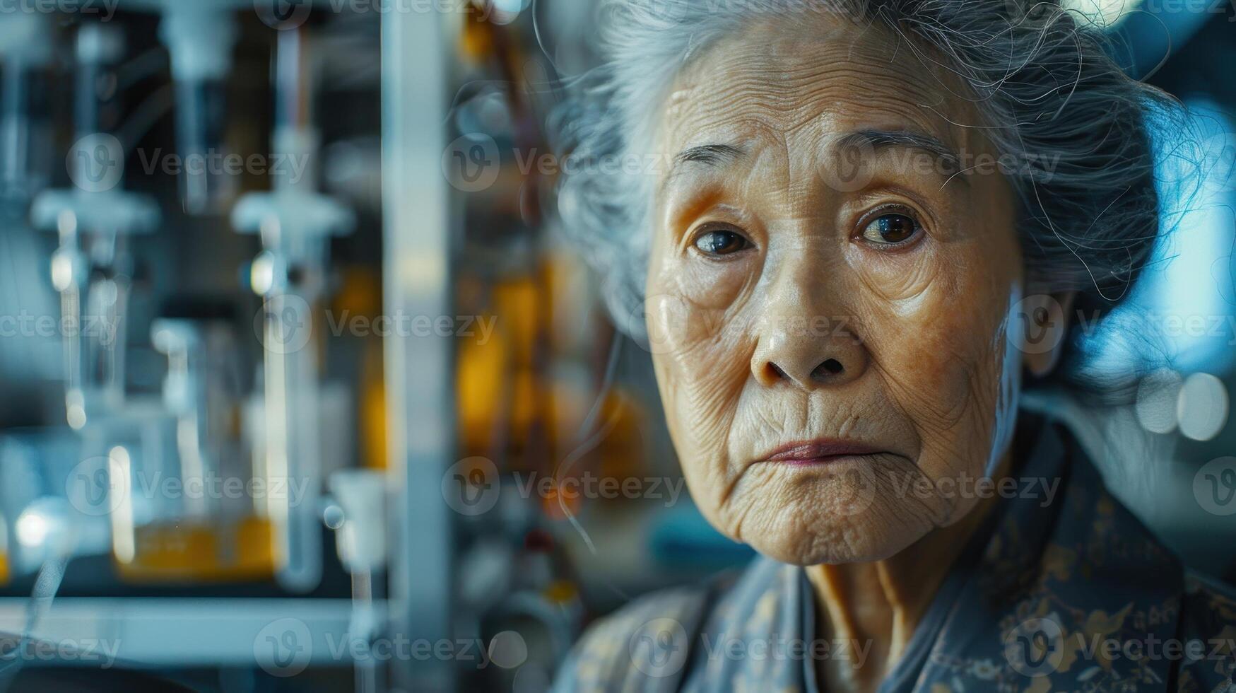 Close-up portrait of an elderly female. photo