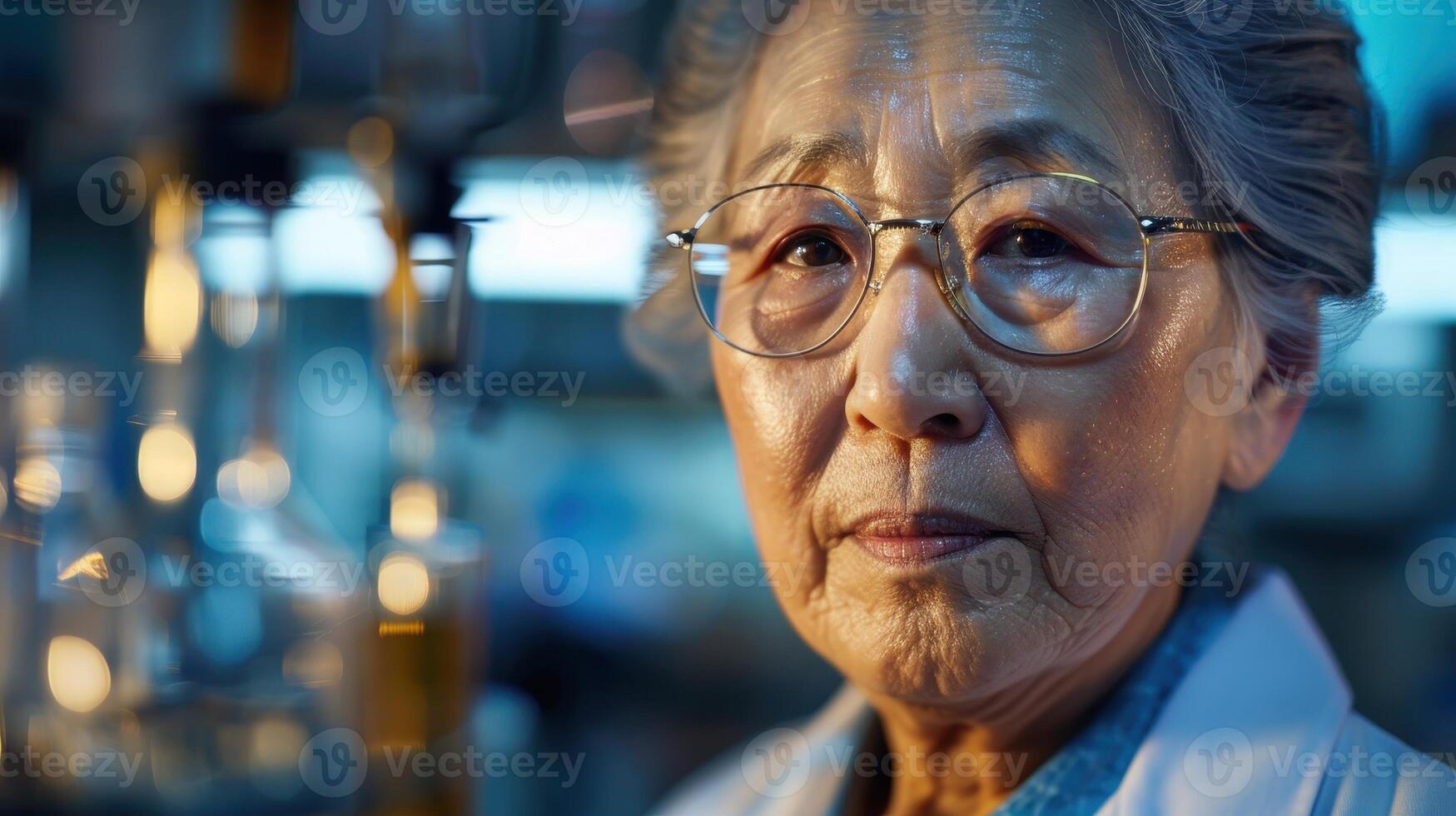 Close-up portrait of an elderly female. photo