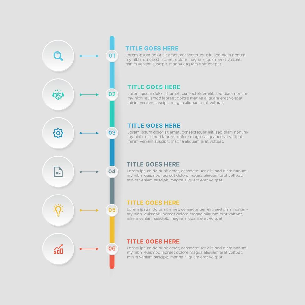 Simple List Business Infographic Design Template with 6 Points vector