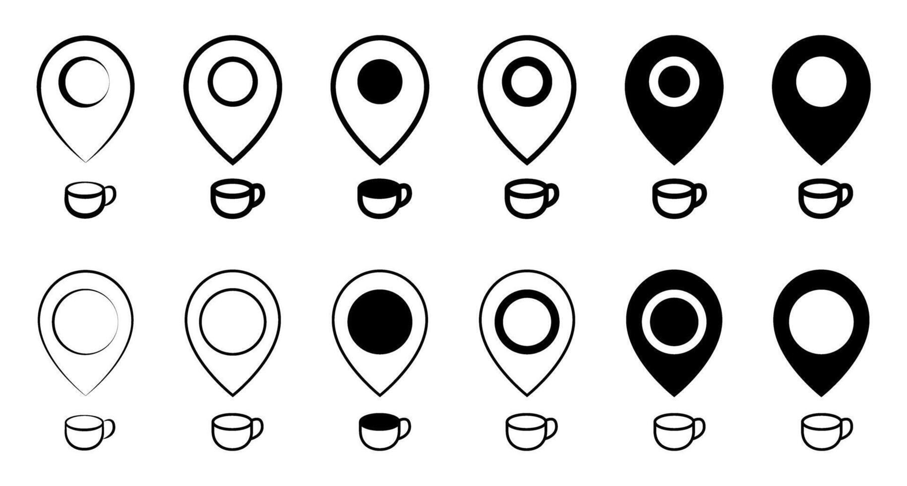 Coffee Shop Location Icons Set vector