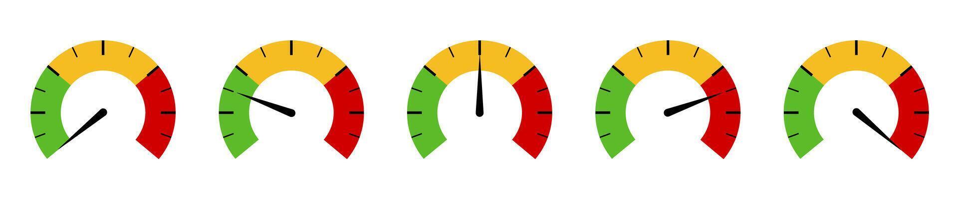 Set of Gauge Meters Showing Different Levels vector