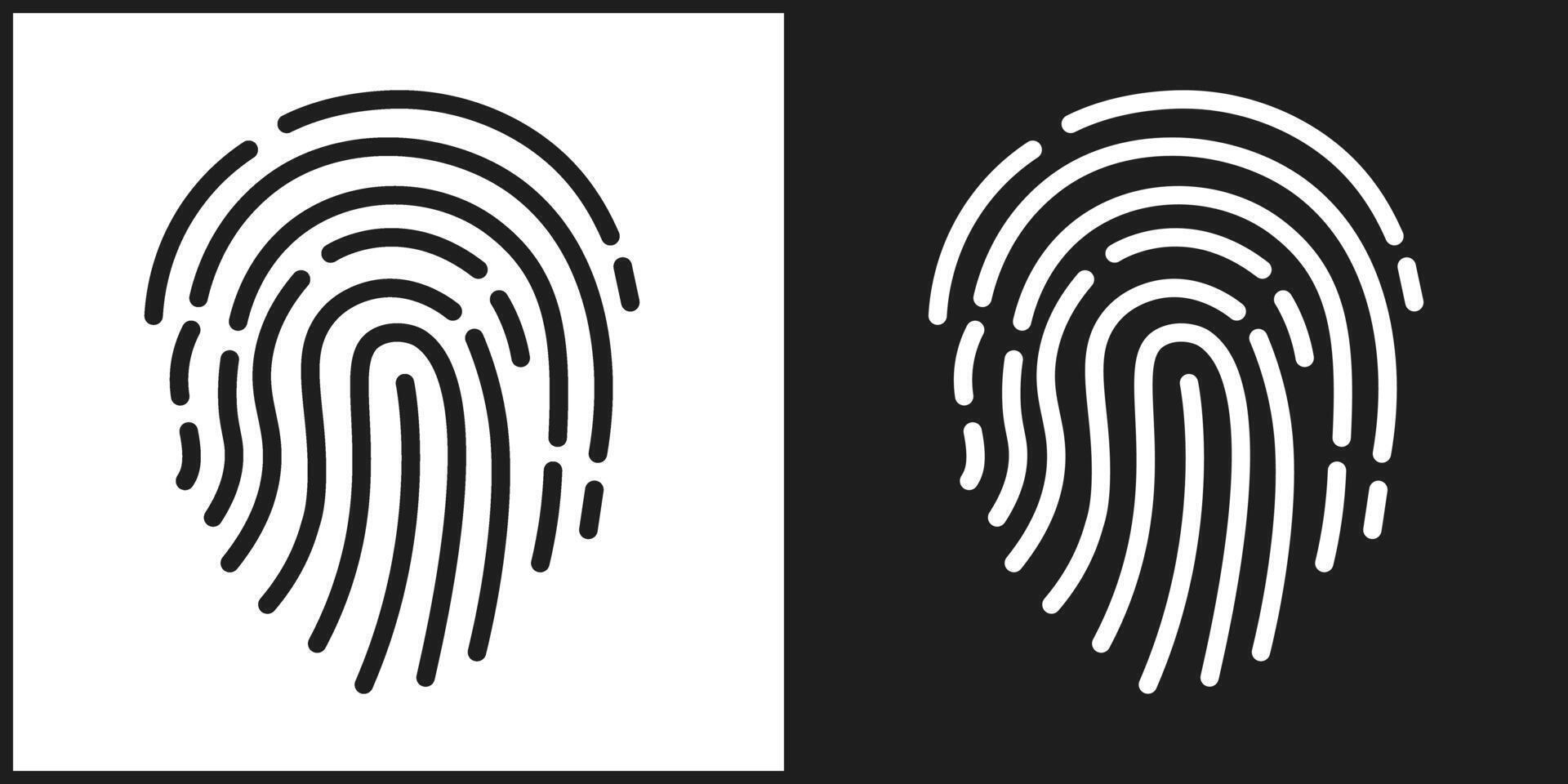 Fingerprint Icon in Black and White Variations vector