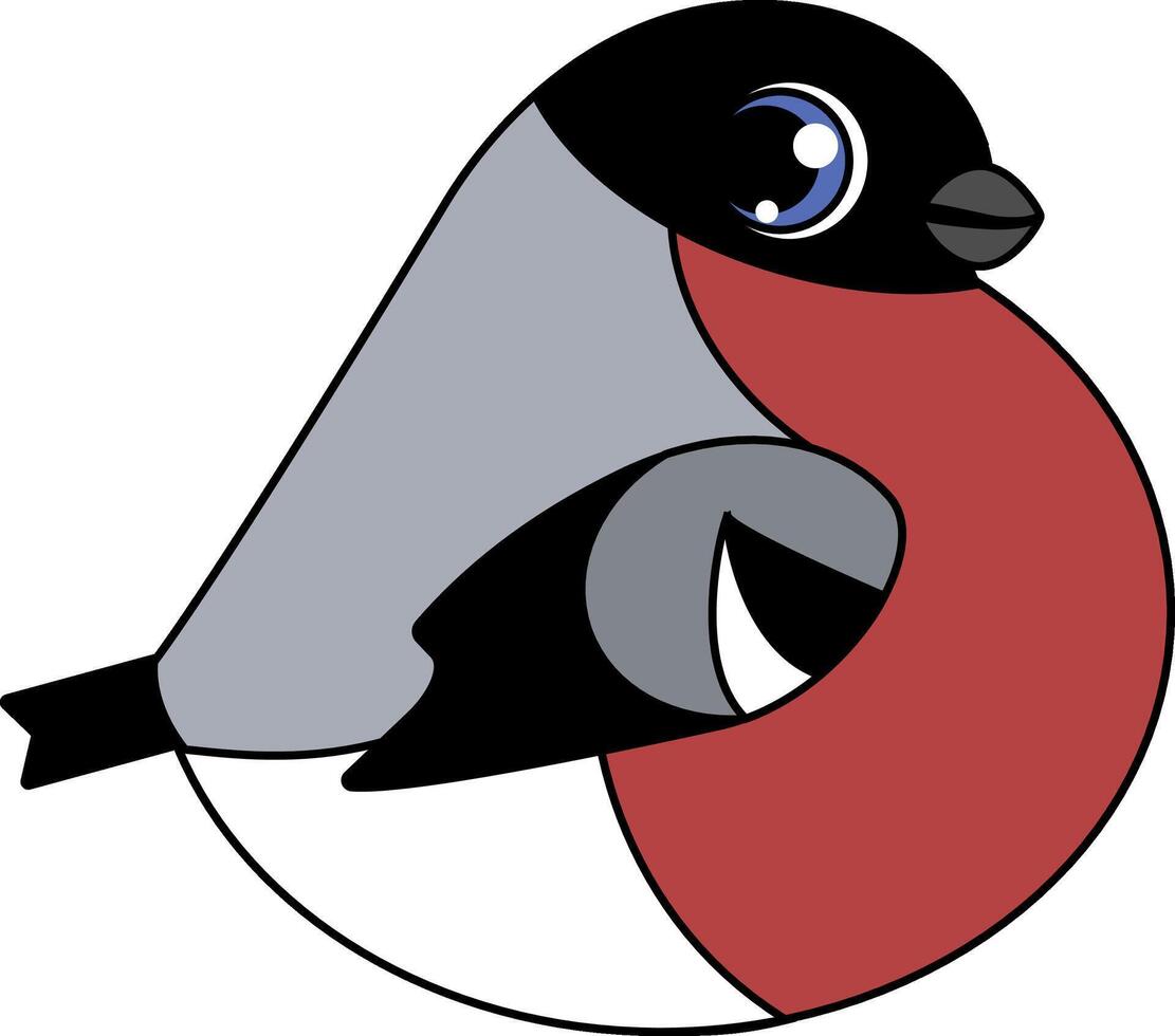 A bright illustration of a little cute bird bullfinch isolated on the white background. Cute birdie for various projects and designs. A decoration for posters, postcards, banners, textiles vector
