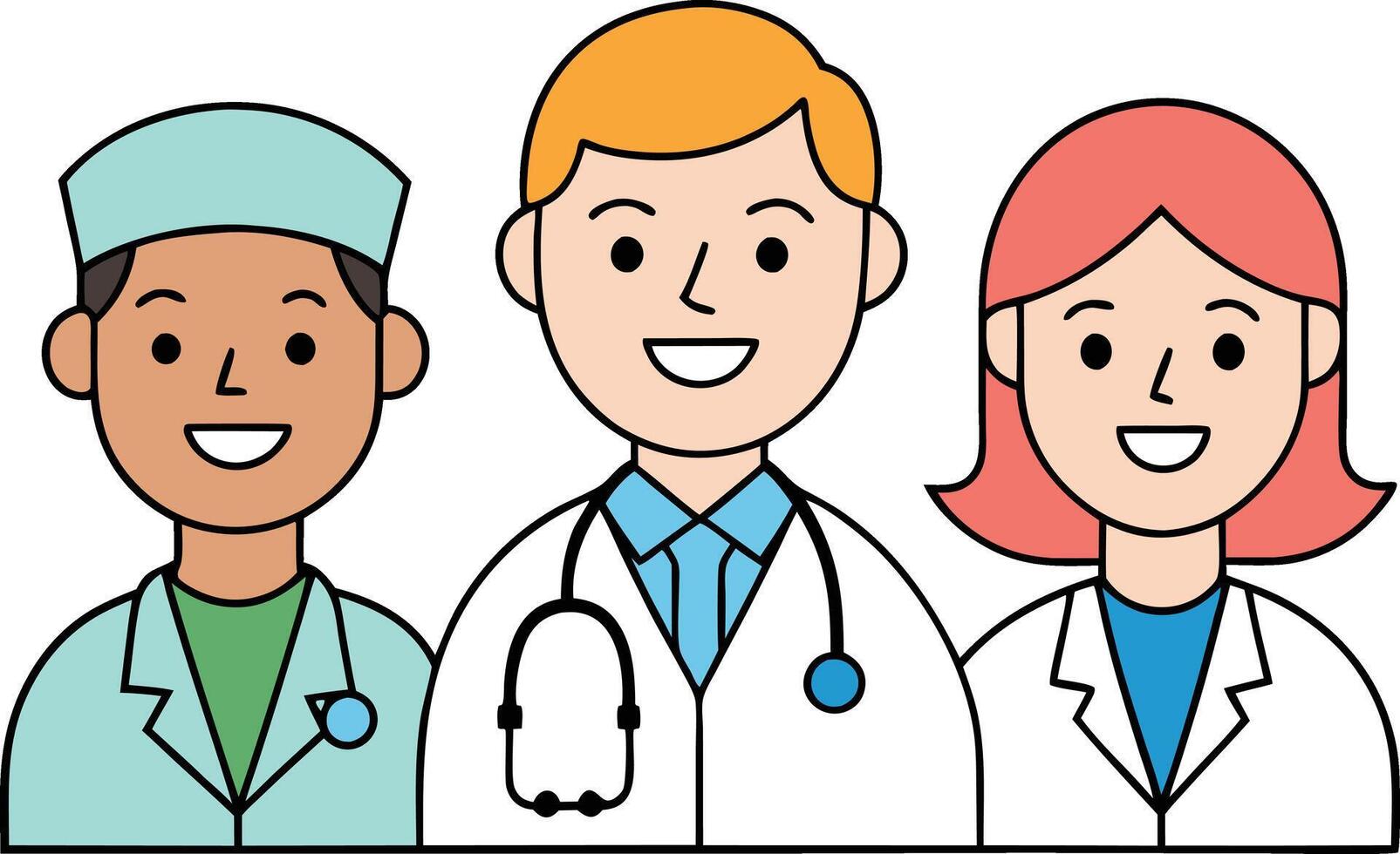 Medical Team Illustration with Doctor and Nurses vector