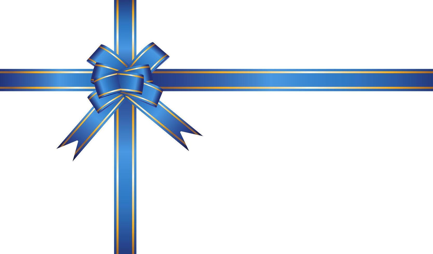 Blue ribbon bow has gold trim illustration vector