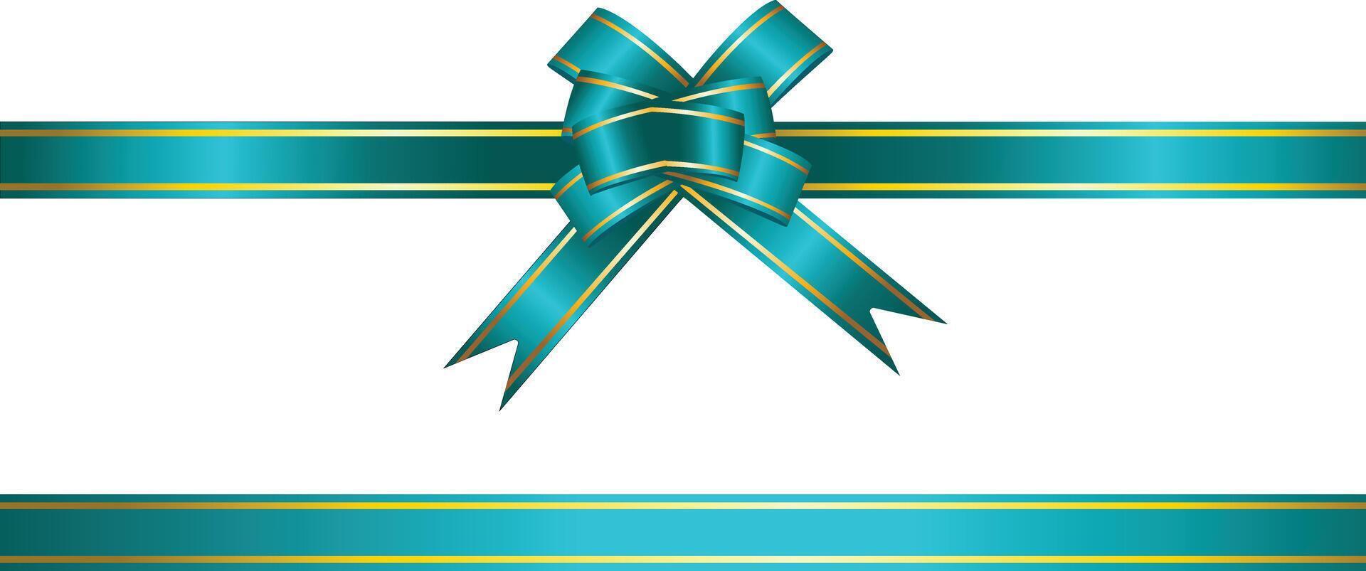Tiffany bow and ribbon with gold edging for gift decoration vector