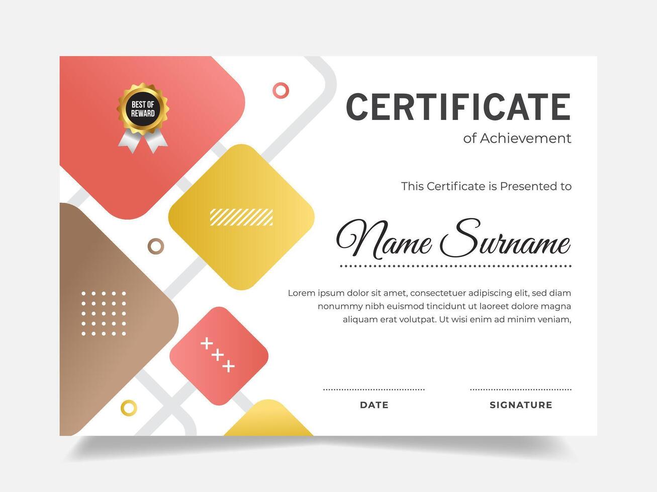 Gradient modern certificate template. Suitable for Award, Diploma, Graduation, Business, and Education. vector