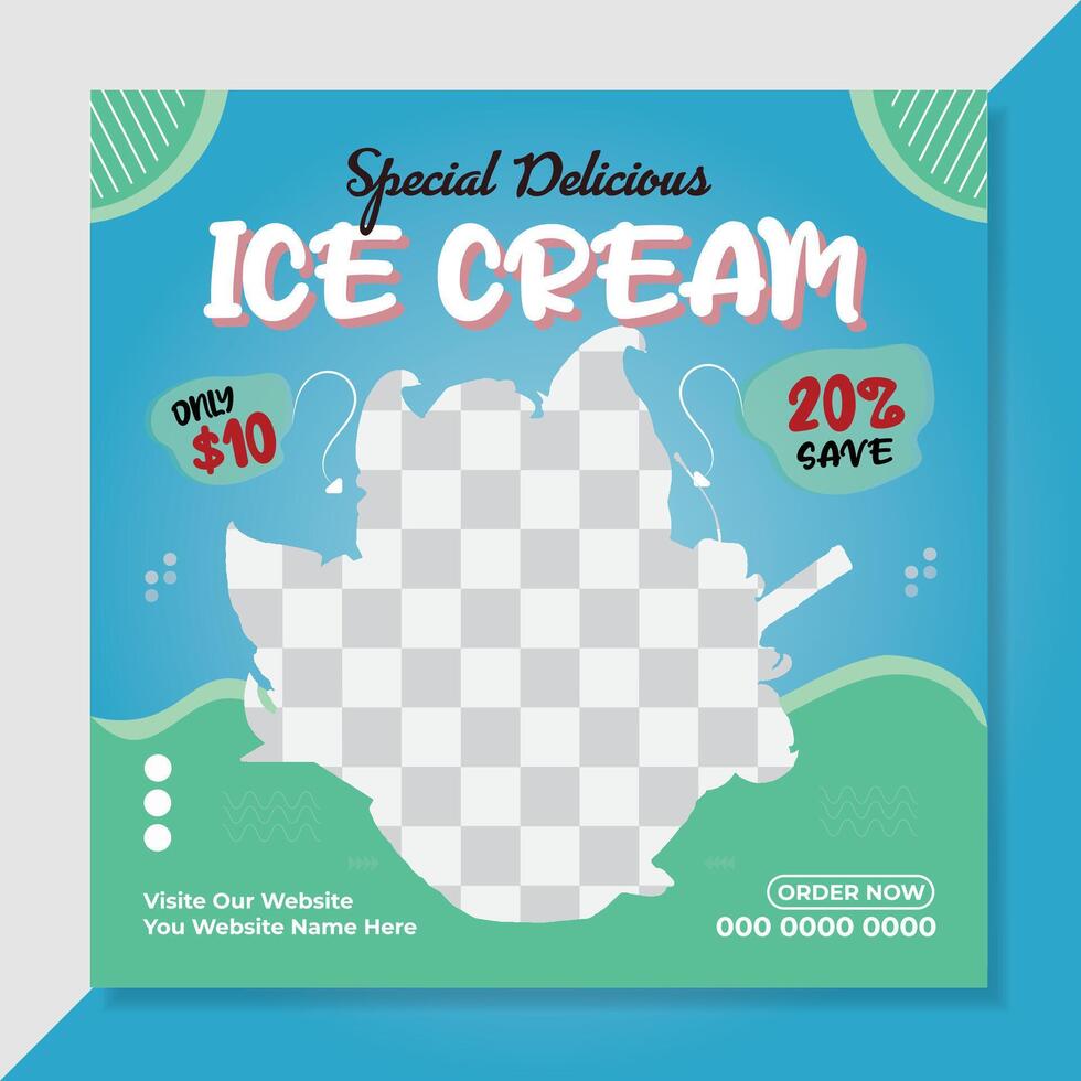 special delicious ice cream social media post design. Sweet ice cream social media post design template Delicious ice cream social media marketing, fast food, and restaurants. vector