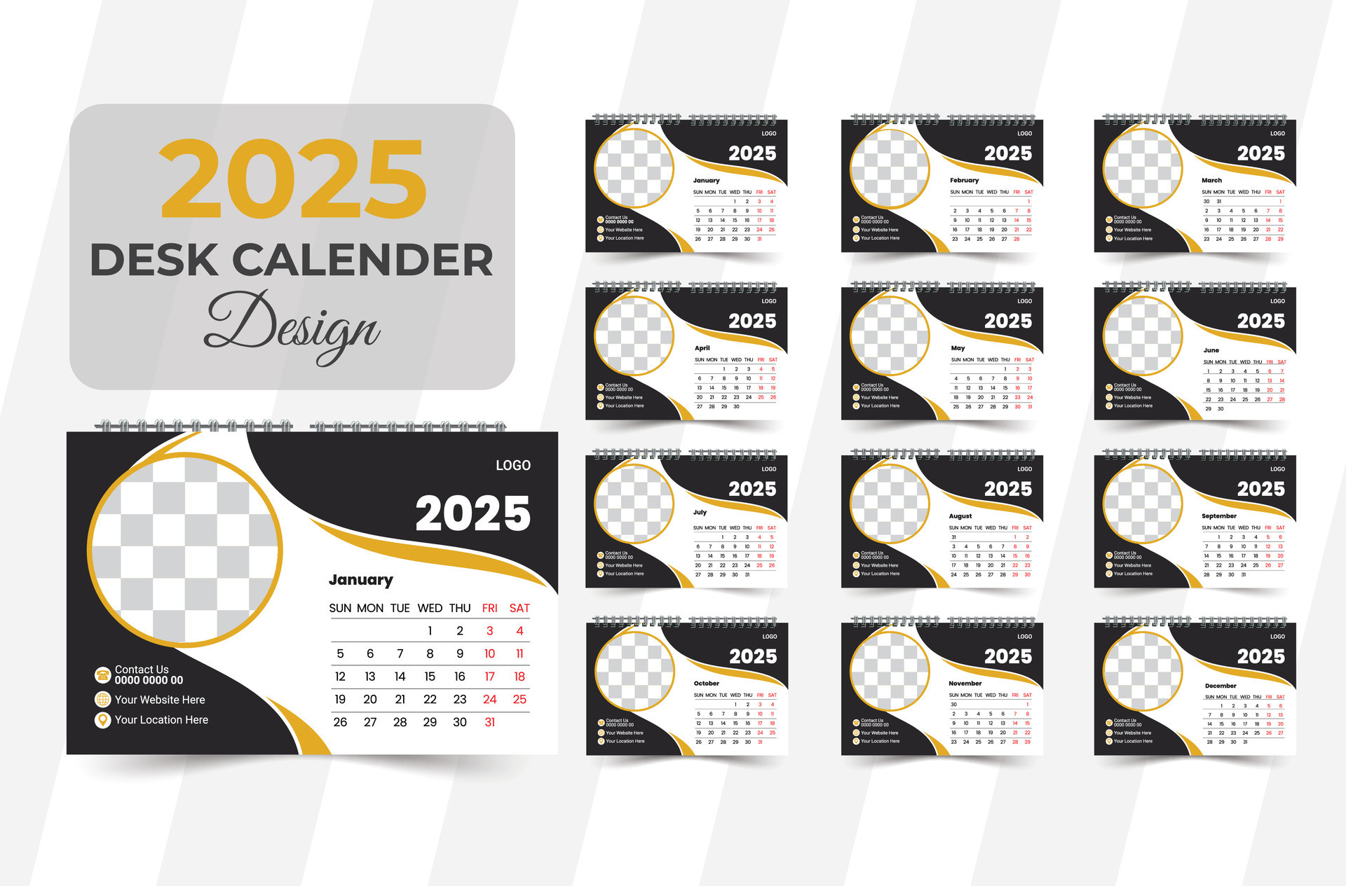 Abstract Modern New Year 2025 Desk Calendar Design Template 2025 Desk Abstract Modern New Year 2025 Desk Calendar Design Template 2025 Desk