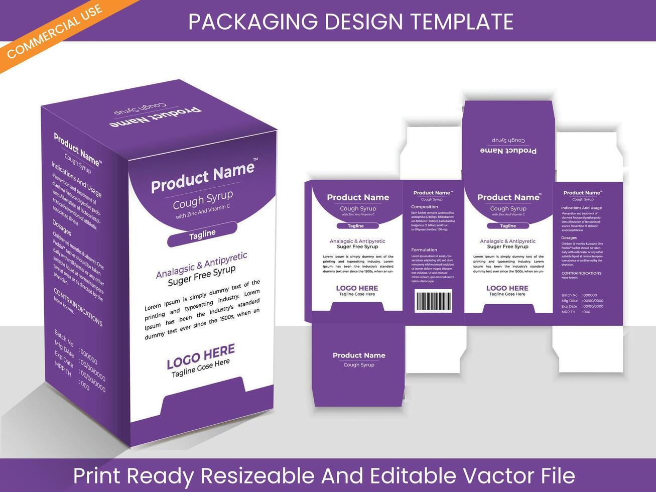 Medicine package box design. healthcare medicine box package creative design. medicine box design. Print Ready resizable, editable file. vector