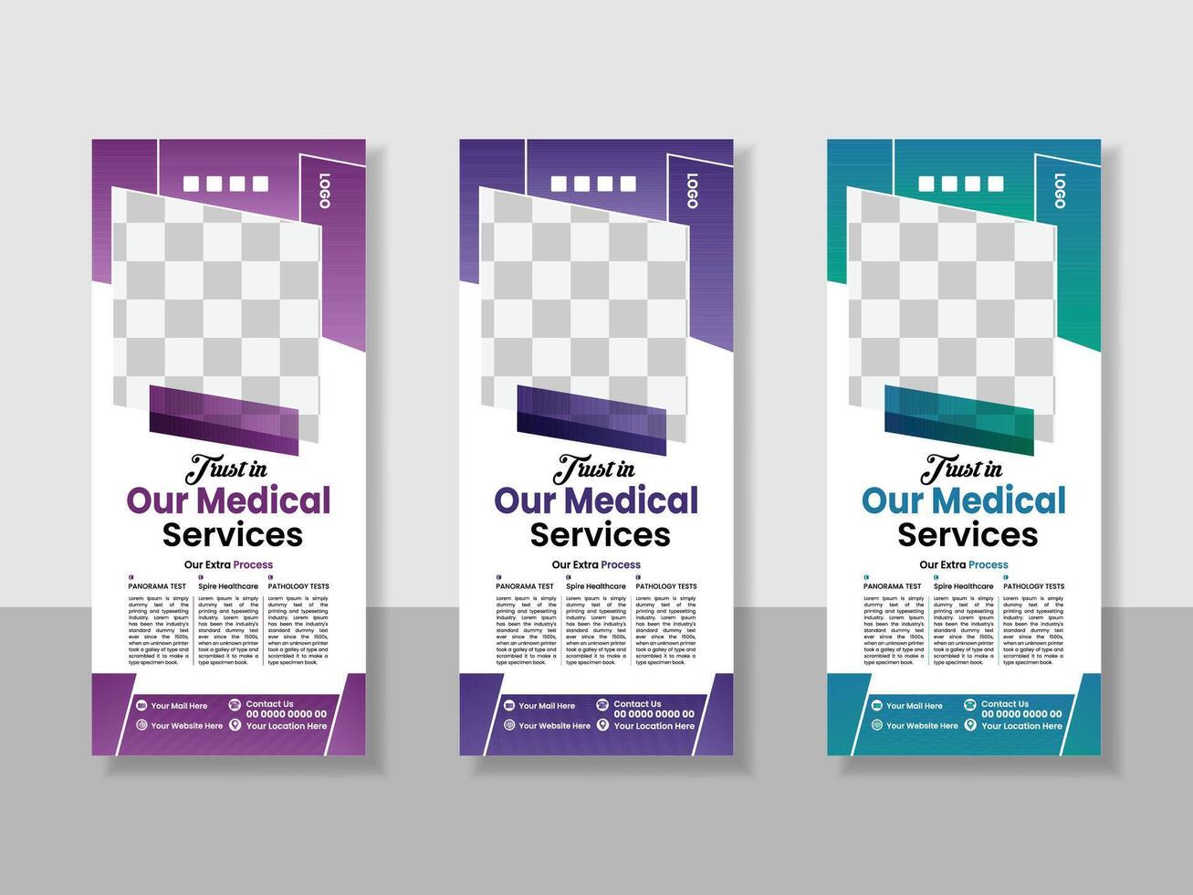 Medical Roll-Up Or Dl Flyer And Rack Card Design Template For Your Business. vector
