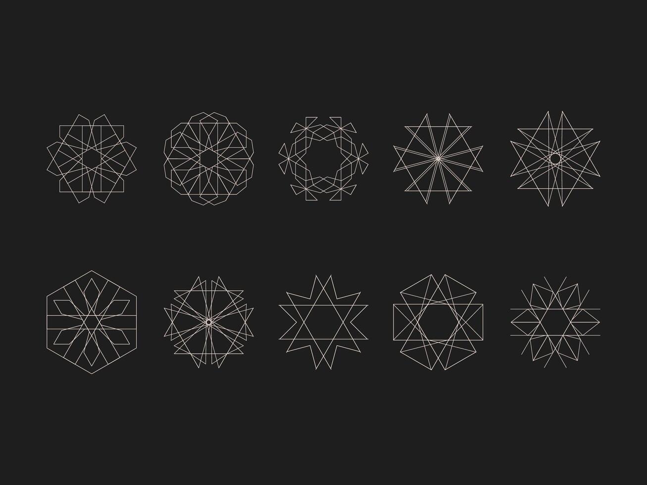 set Geometric Monoline Logo collection vector