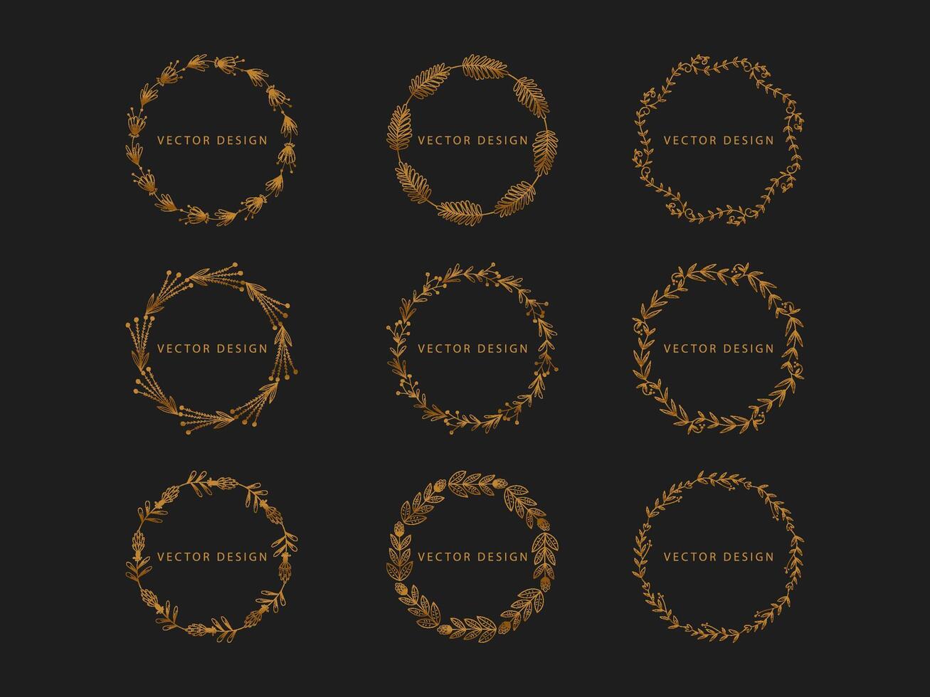 Set of botanical frame design elements vector