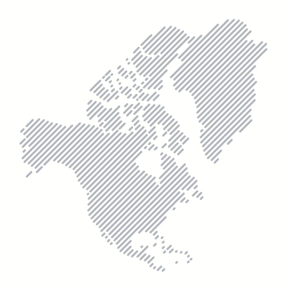 Stylized map of North America from lines. Map of North America in simple composed of lines. vector